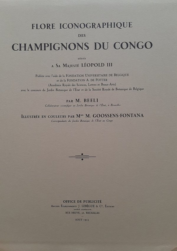 BEELI, M. et al. - Flore Iconographique des Champignons du Congo - Fasc. 1-17 komplett