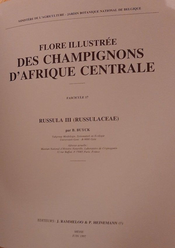 BUYCK, B. - Flore Illustrée des Champignons d'Afrique Centrale - Fasc. 17 (Russula III)